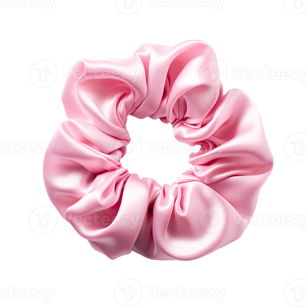A pink silk scrunchie isolated on transparent background png