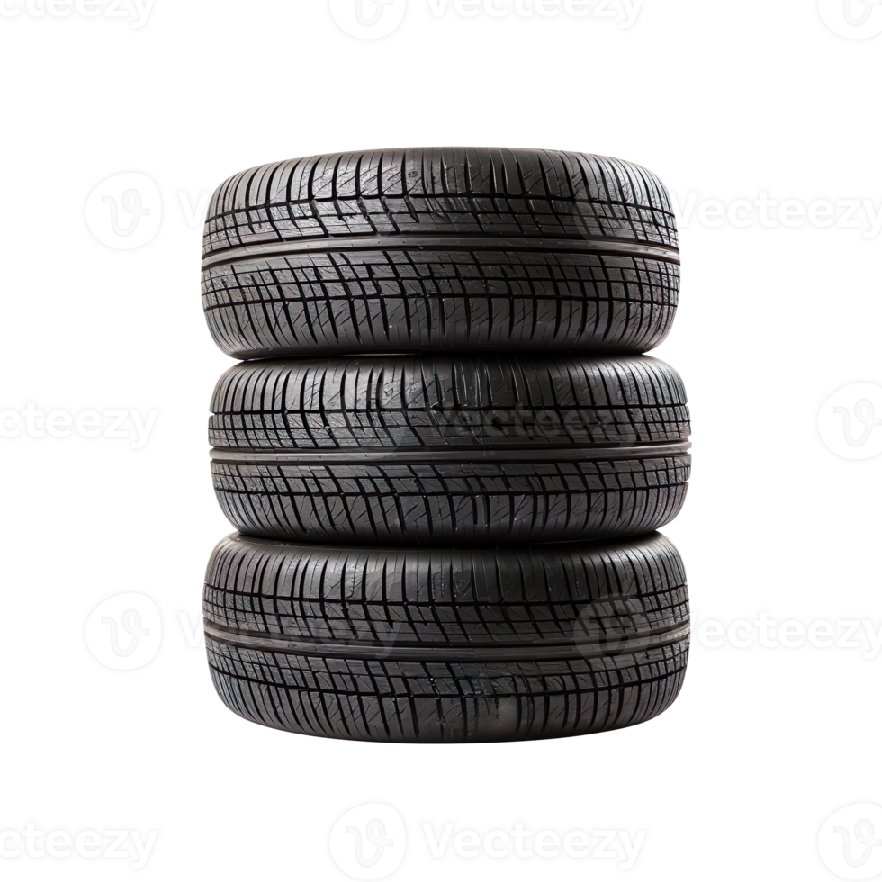 A stack of car tires isolated on transparent background png
