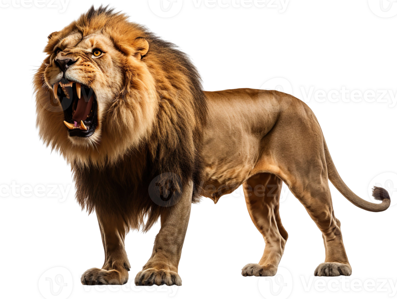 a roaring lion isolated on transparent background png