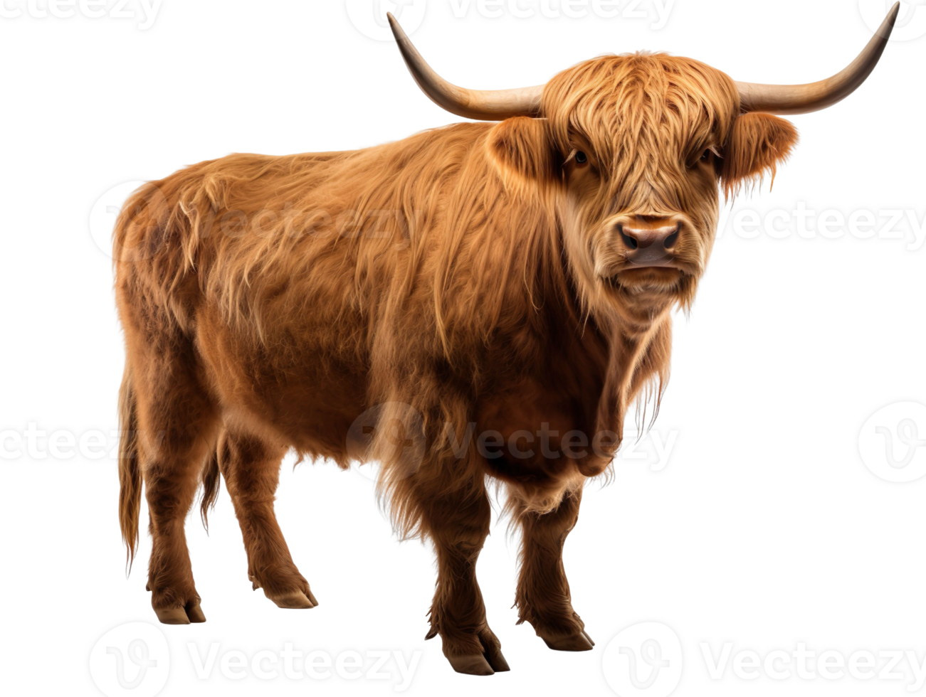 a Scottish highland cow full body isolated on transparent background png