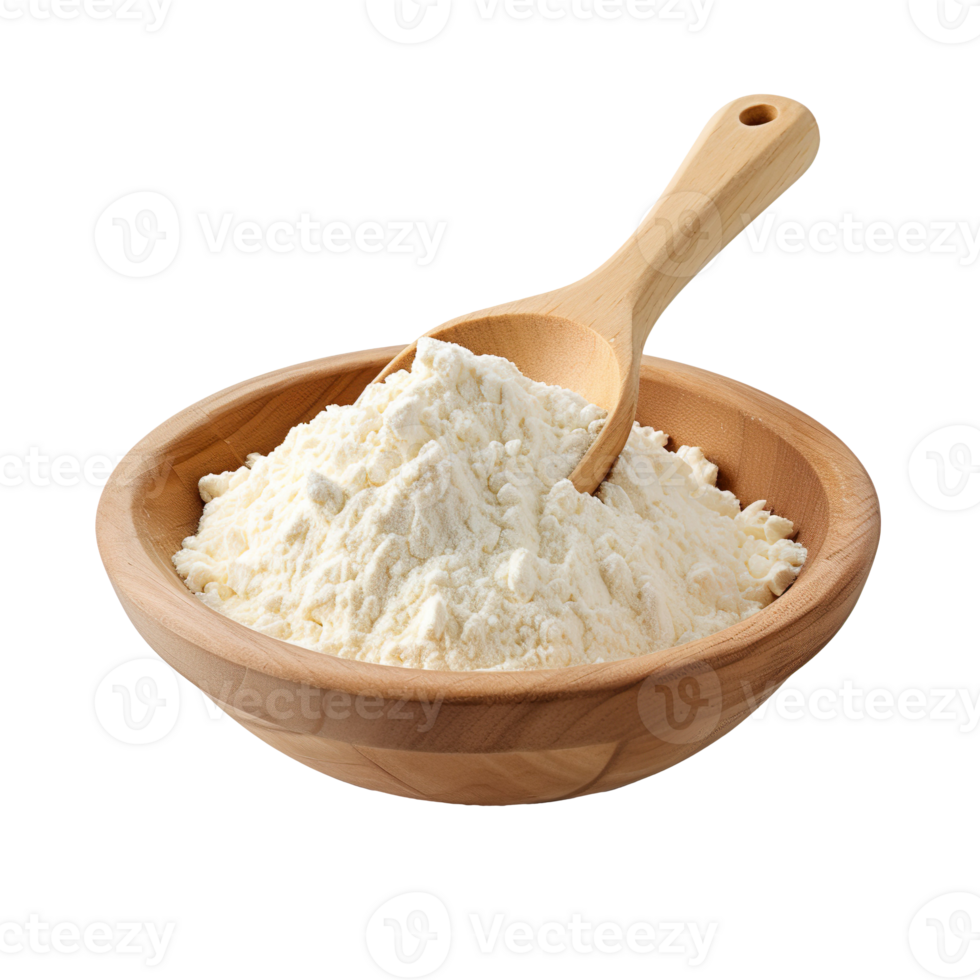 A scoop of spelt milk powder isolated on transparent background png