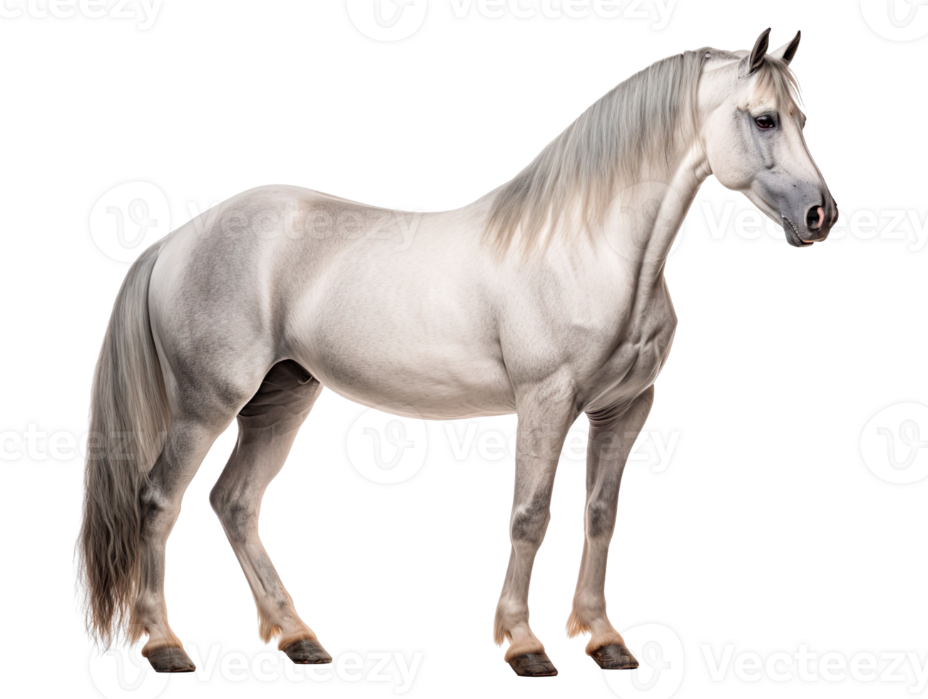 Andalusian Horse Front View Grey isolated on transparent background png