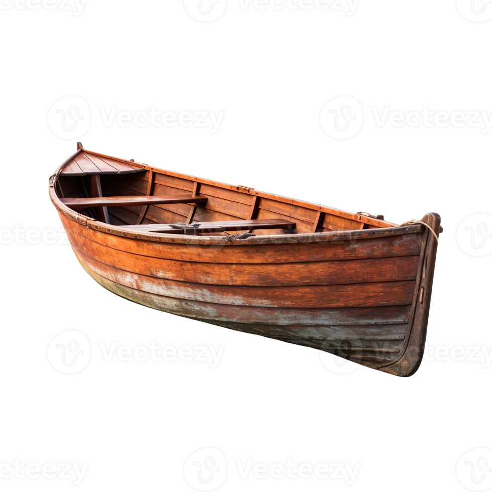 Aged Wood Rowing Boat isolated on transparent background png