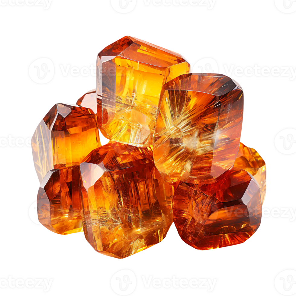 Amber crystals isolated on transparent background png