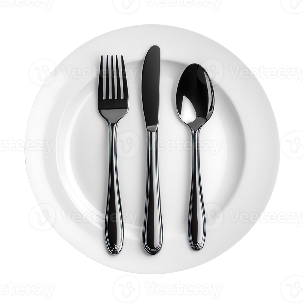 Beautiful Cutlery With Plate isolated on transparent background png