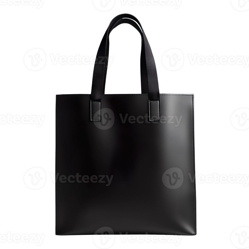 Black tote bag mockup isolated on transparent background png