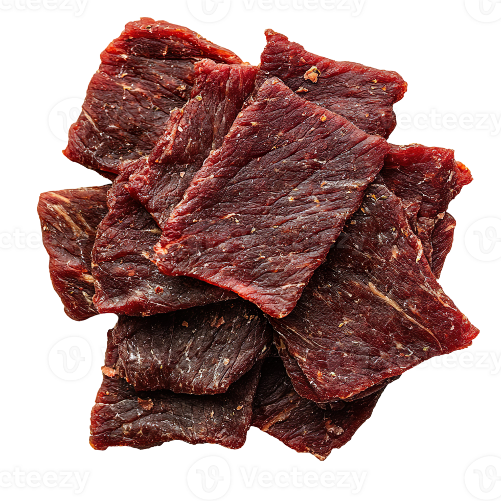Beef jerky closeup isolated on transparent background png