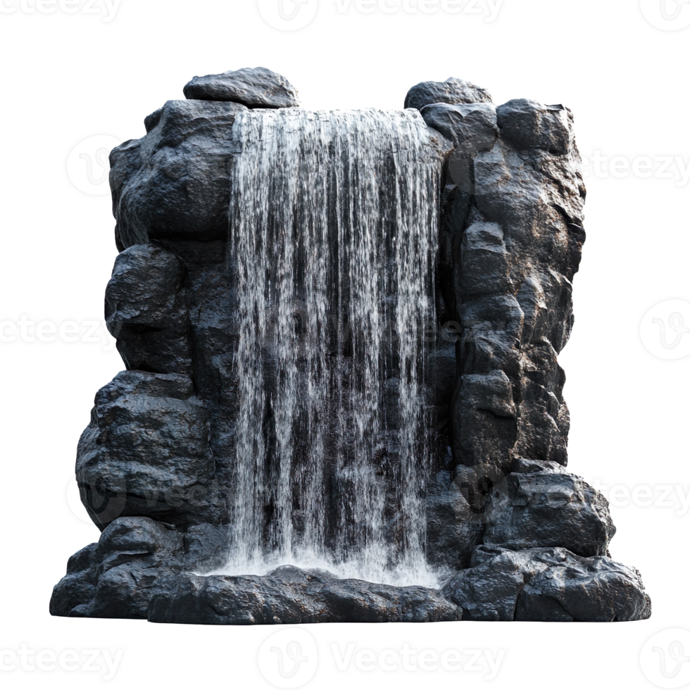big waterfall with rock cascade isolated on transparent background png