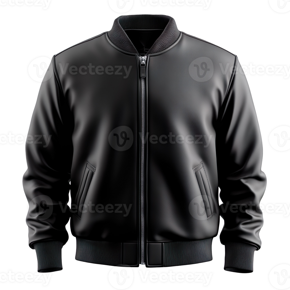 Black Baseball Jacket isolated on transparent background png