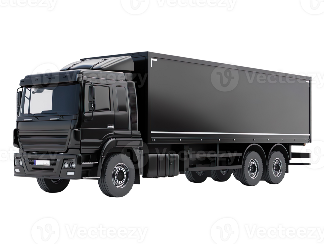 Black cargo truck isolated on transparent background png