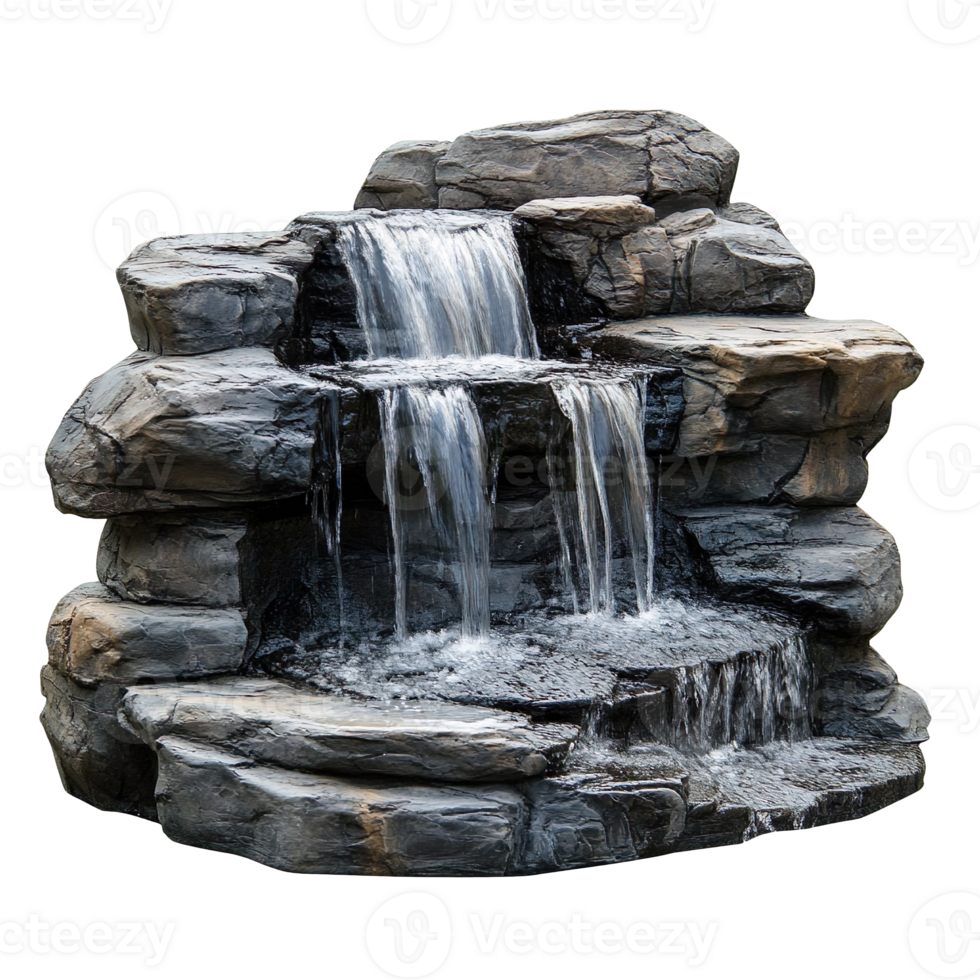 big waterfall with rock cascade isolated on a transparent background png