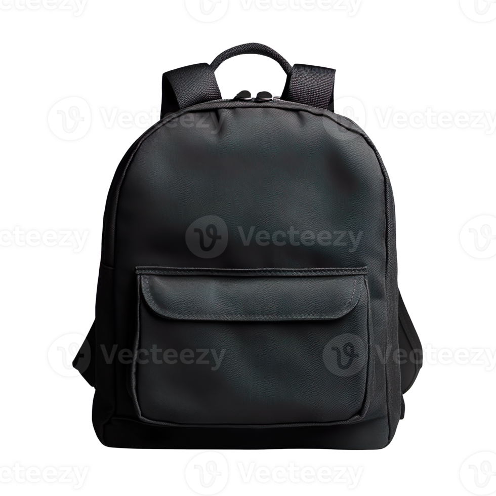 Black backpack mock up isolated on transparent background png