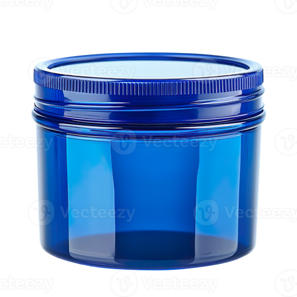 Blank packaging blue plastic jar isolated on transparent background png