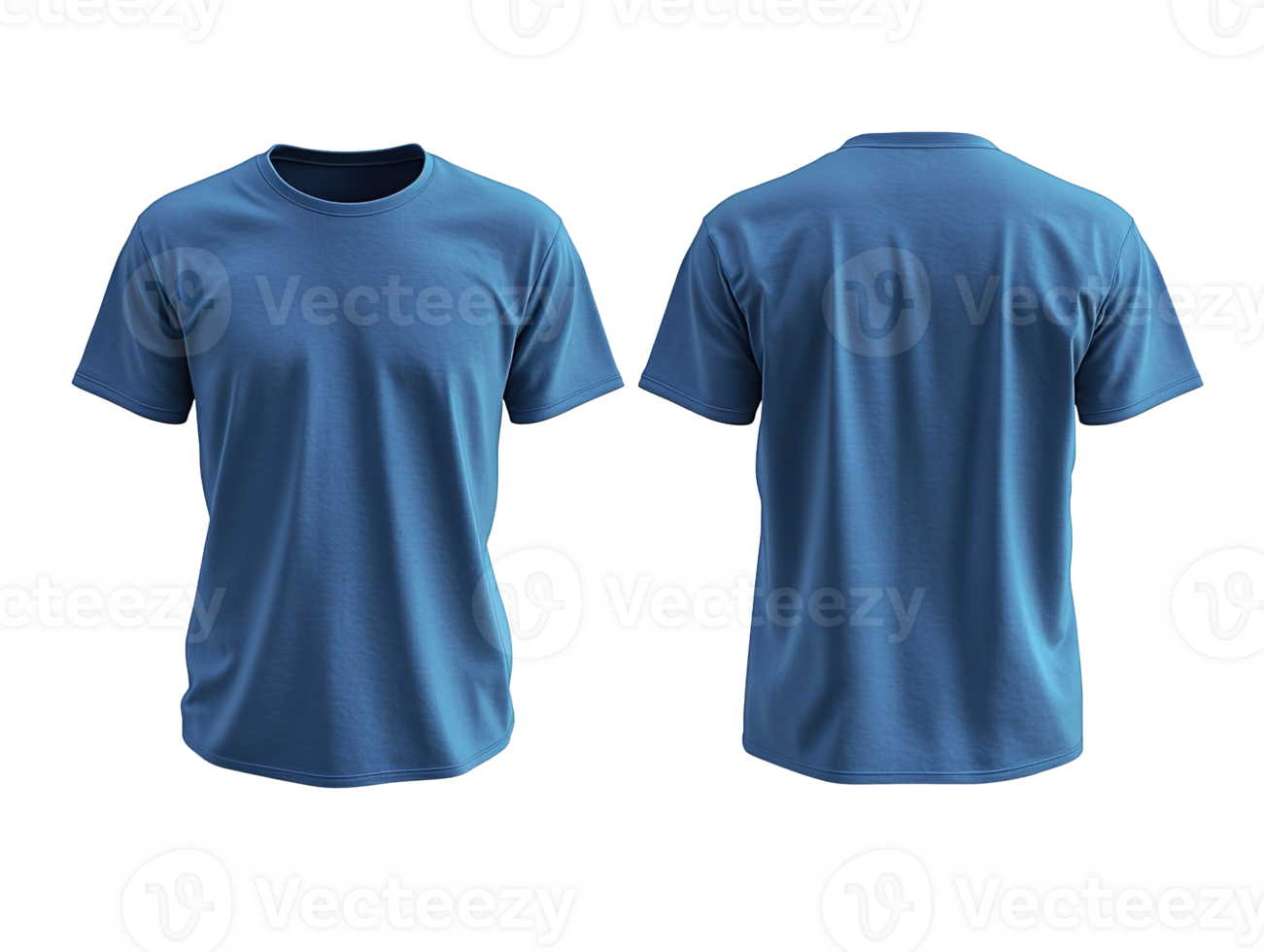 blue t-shirt mockup front and back view isolated on transparent background png