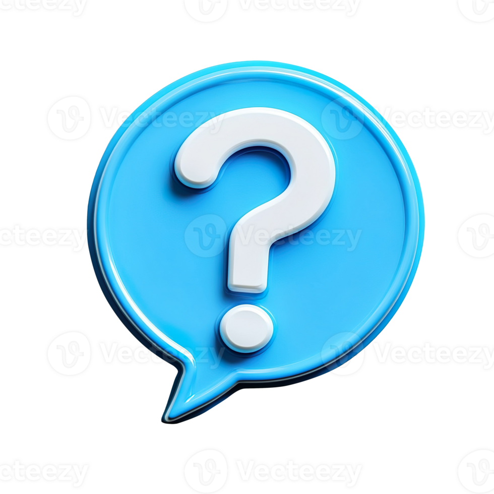 Blue round speech bubble with question mark isolated on transparent background png