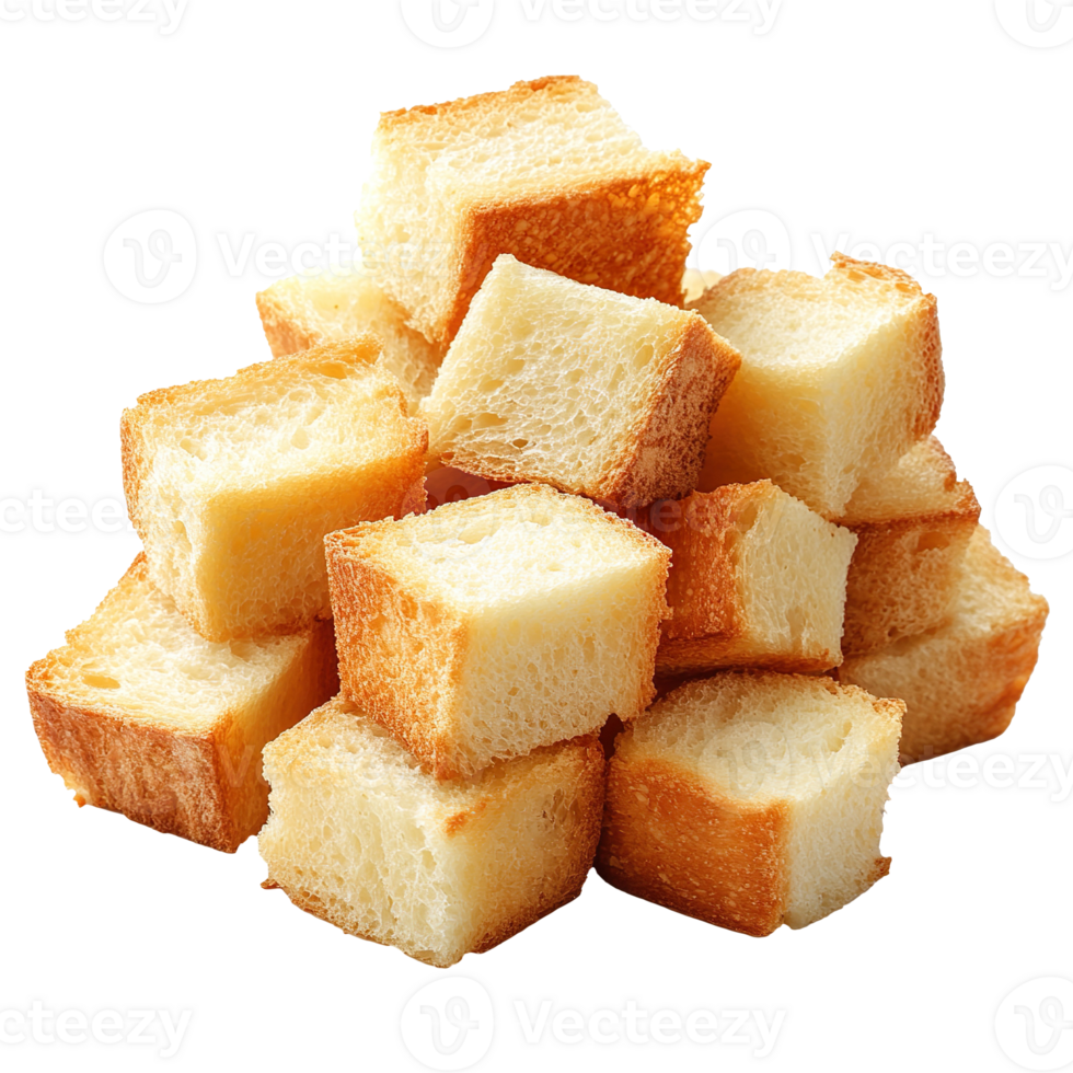 Bread cubes isolated on transparent background png
