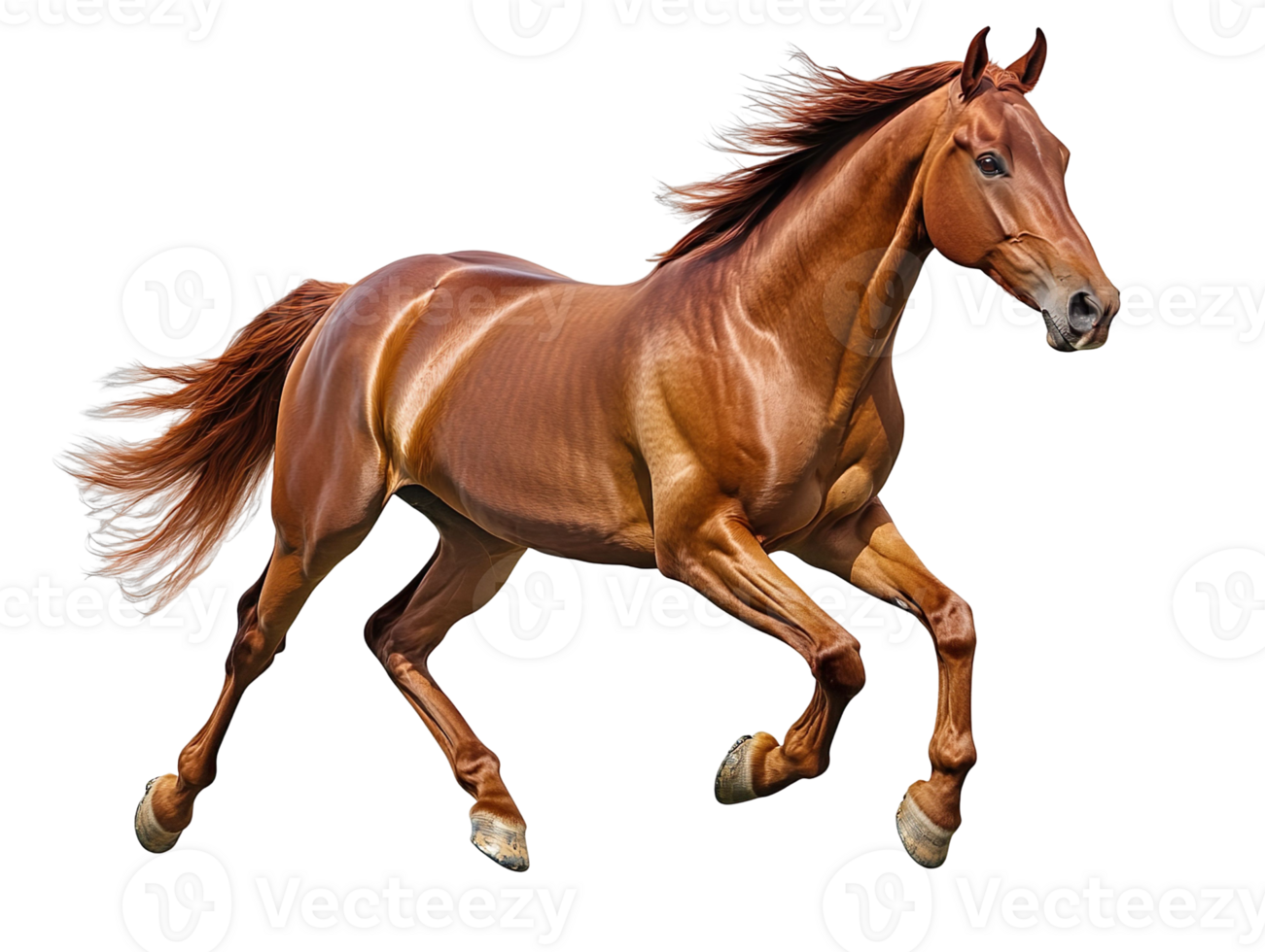 Brown horse running isolated on transparent background png