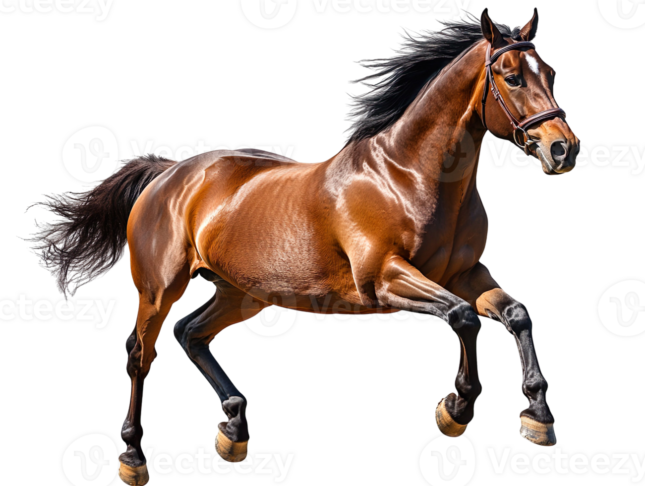 Brown horse run gallop isolated on transparent background png