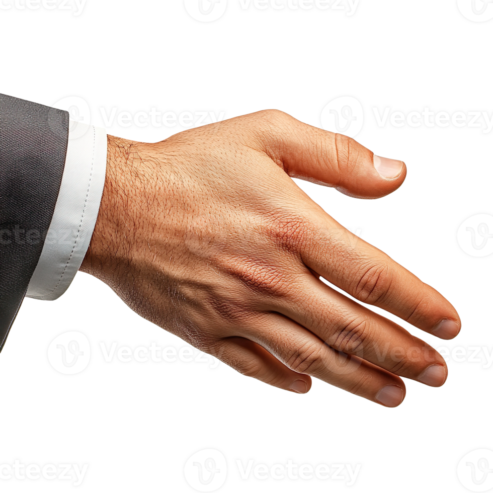 Businessman hand reaching to shake isolated on transparent background png