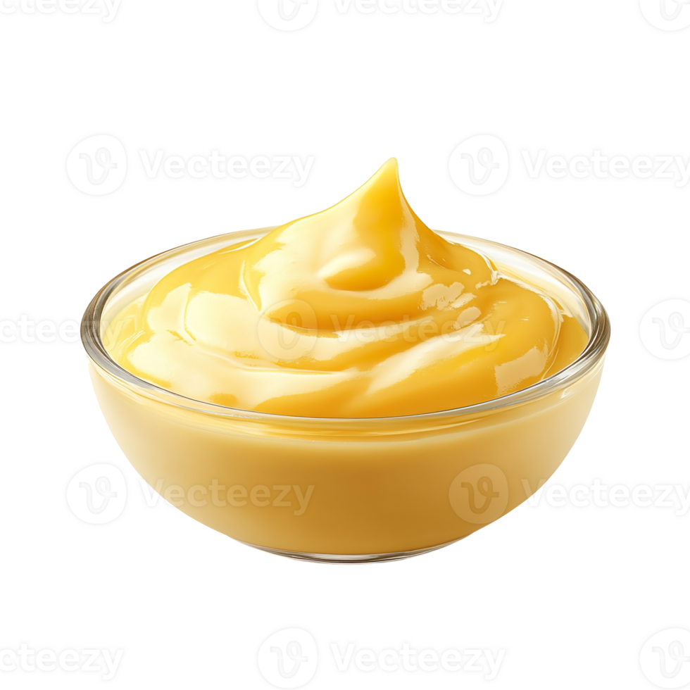 Cheese Sauce In A glass bowl isolated on transparent background png