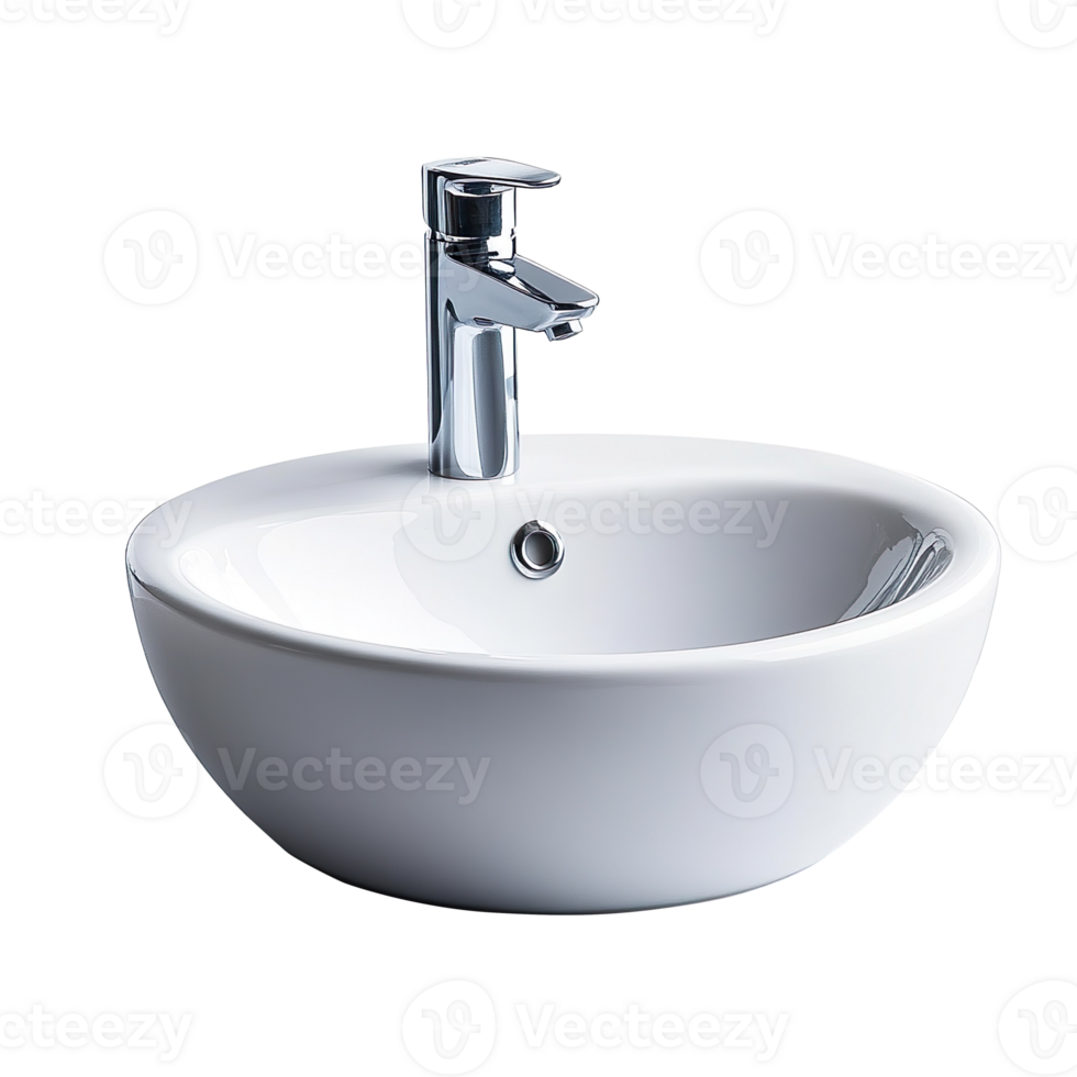 Ceramic Sink and Faucet isolated on transparent background png