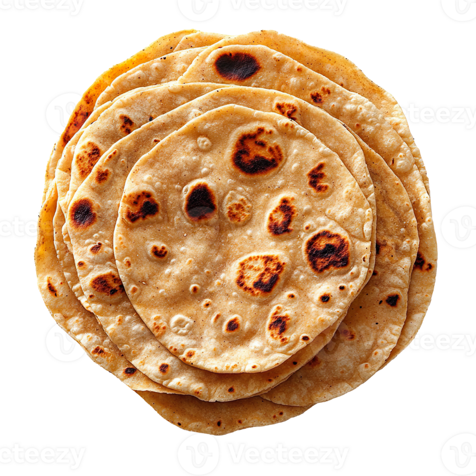 Chapati roti isolated on transparent background png