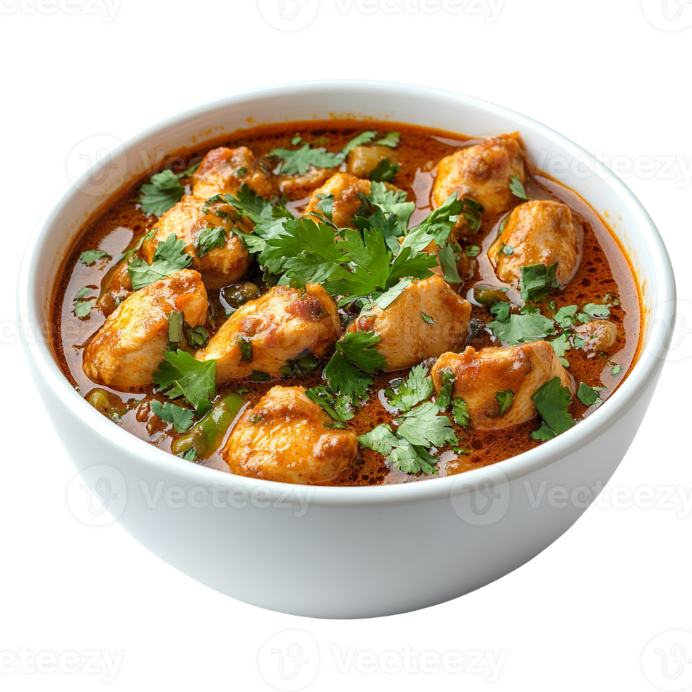 Chicken Curry in White Bowl isolated on transparent background png