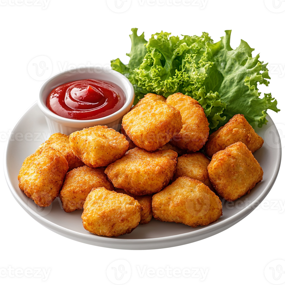 Chicken nuggets with ketchup isolated on transparent background png