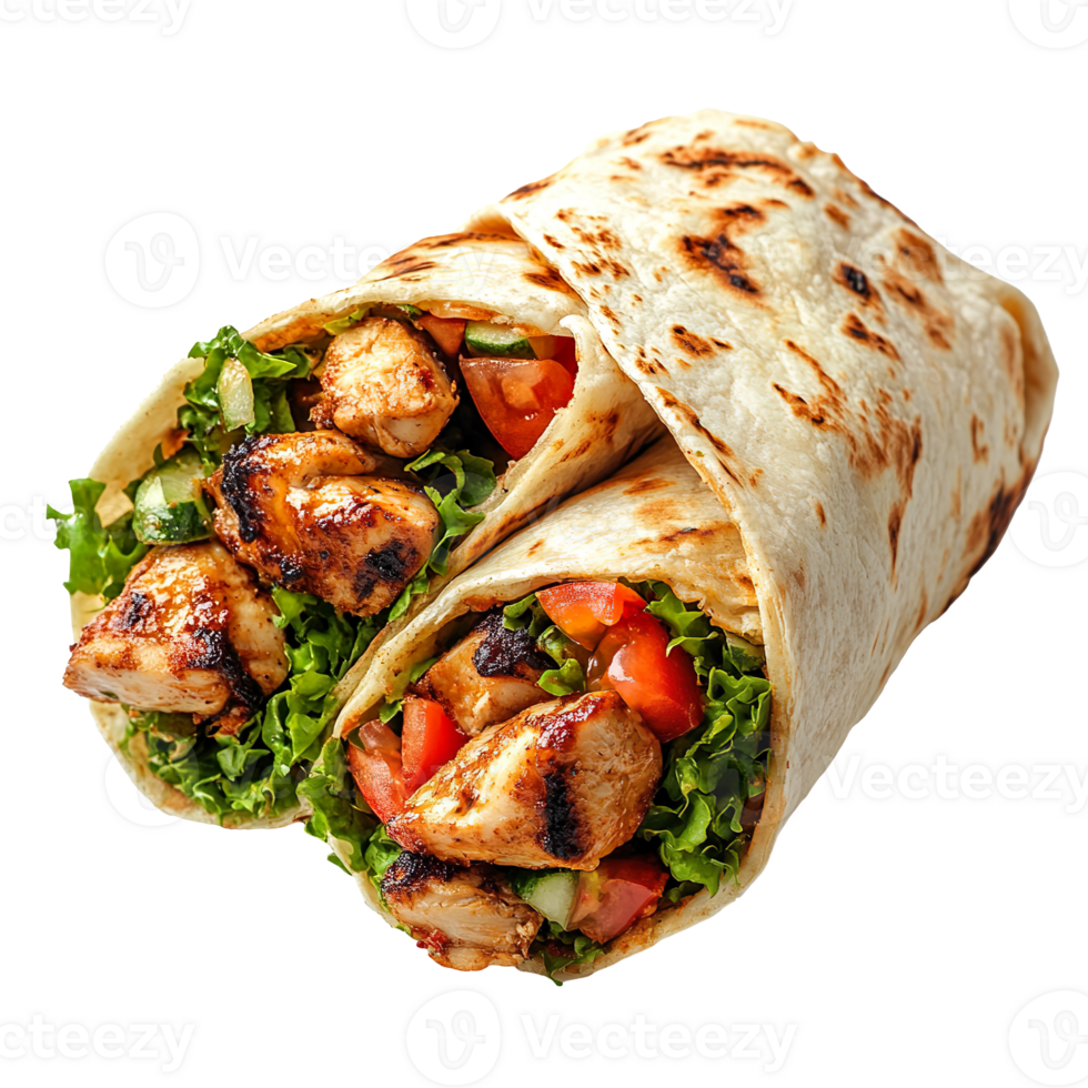 Chicken shawarma isolated on transparent background png