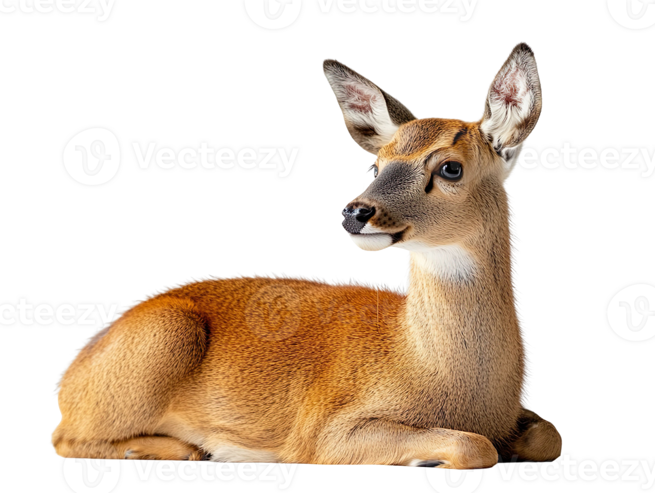 Chinese water deer lying down isolated on transparent background png