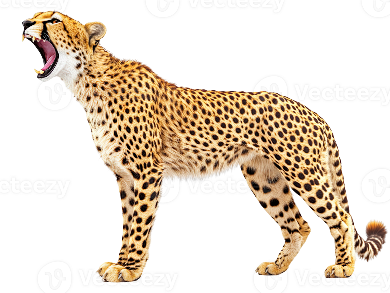 Cheetah roaring isolated on transparent background png