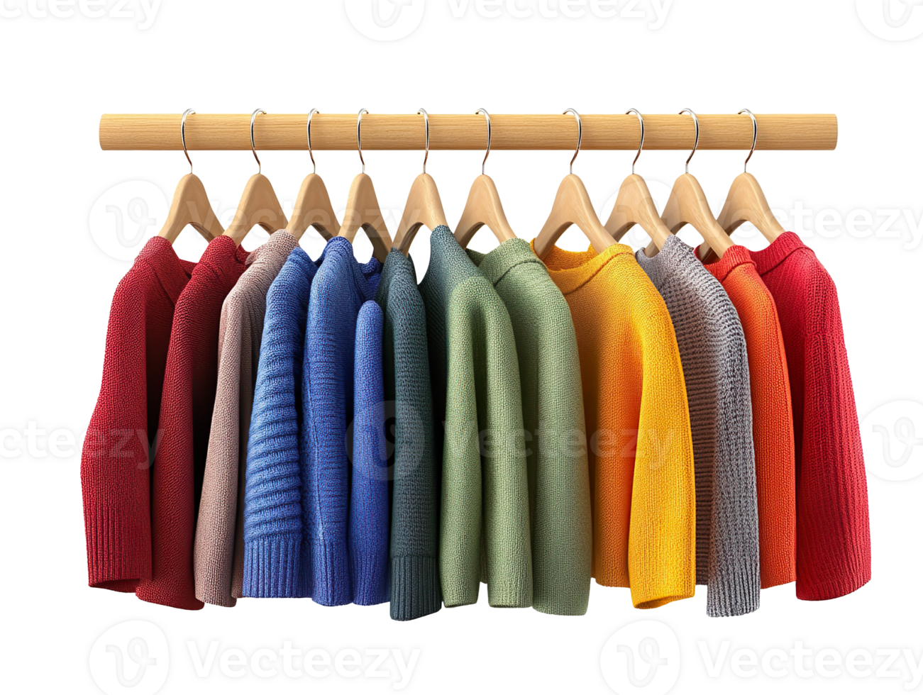 clothes on hangers isolated on transparent background png