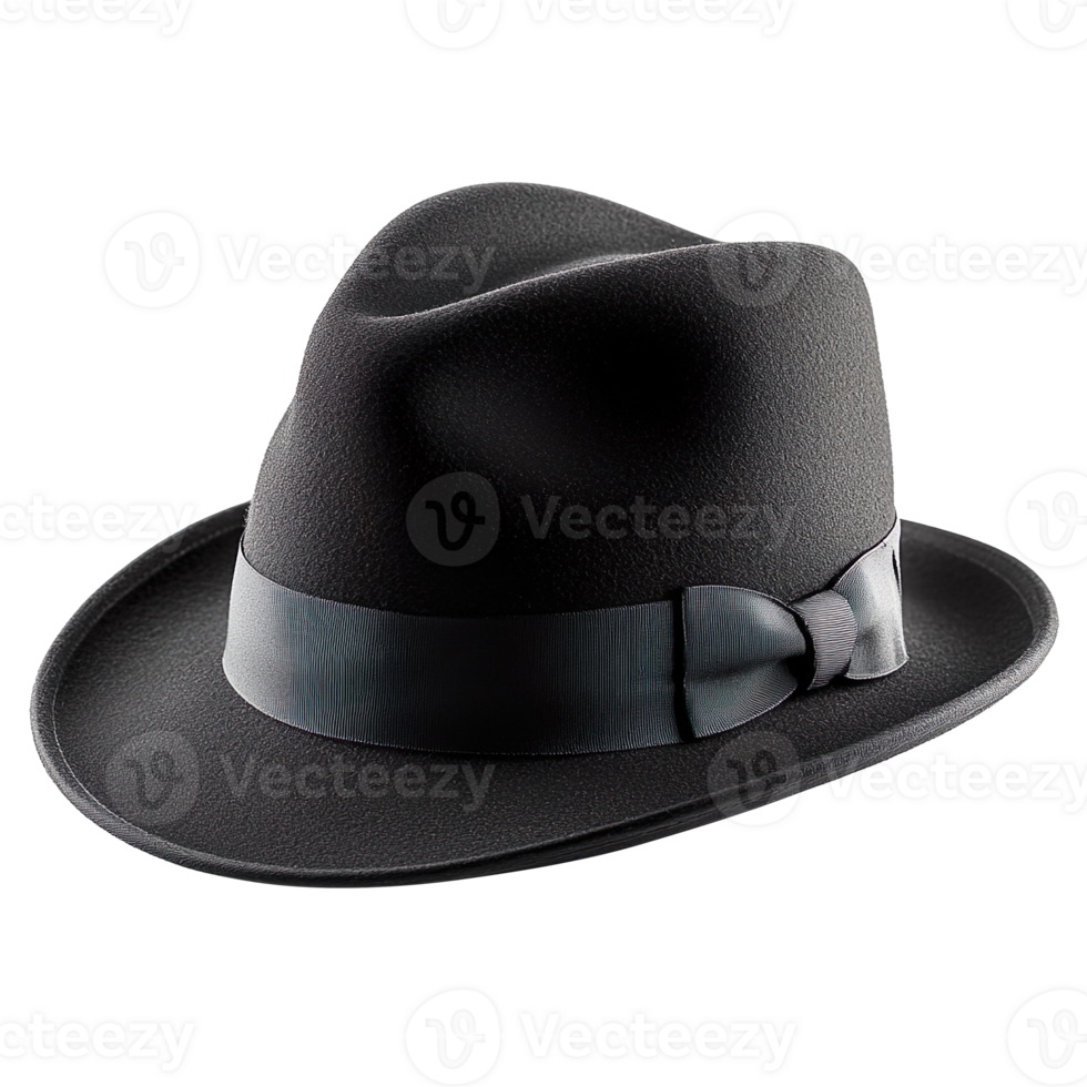 Classic Black Fedora Hat Elegance isolated on transparent background png