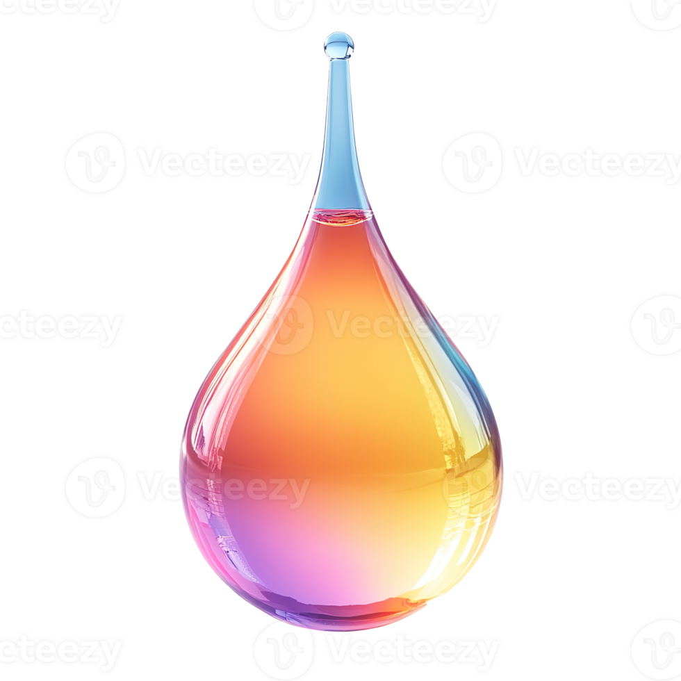 colorful drop of water isolated on transparent background png