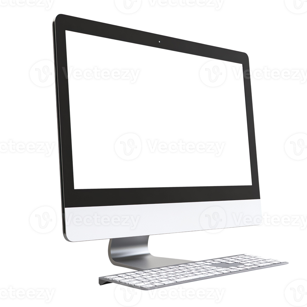 Computer with blank screen isolated on transparent background png