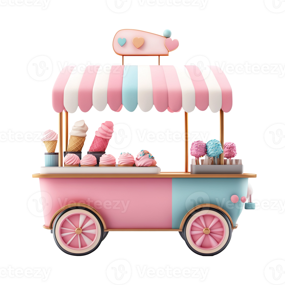 Colorful Ice Cream Vendor Design isolated on transparent background png
