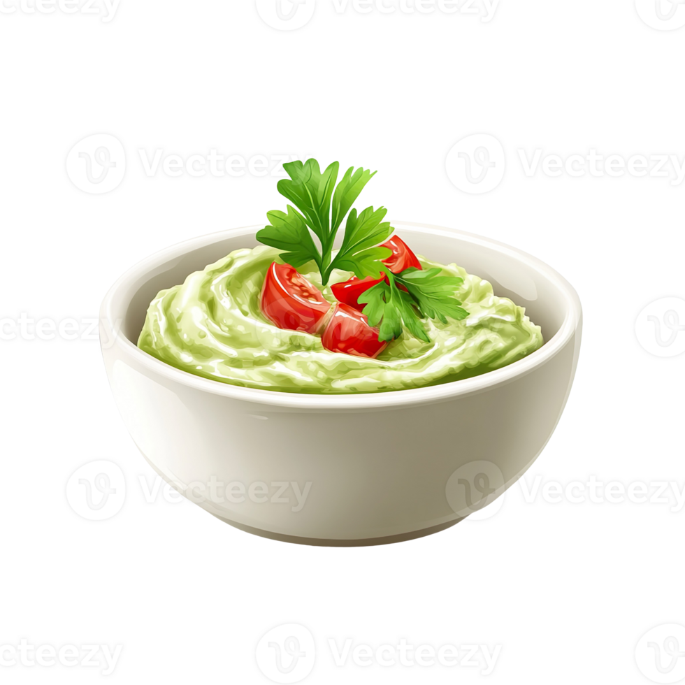 Creamy Guacamole Snack Bowl isolated on transparent background png