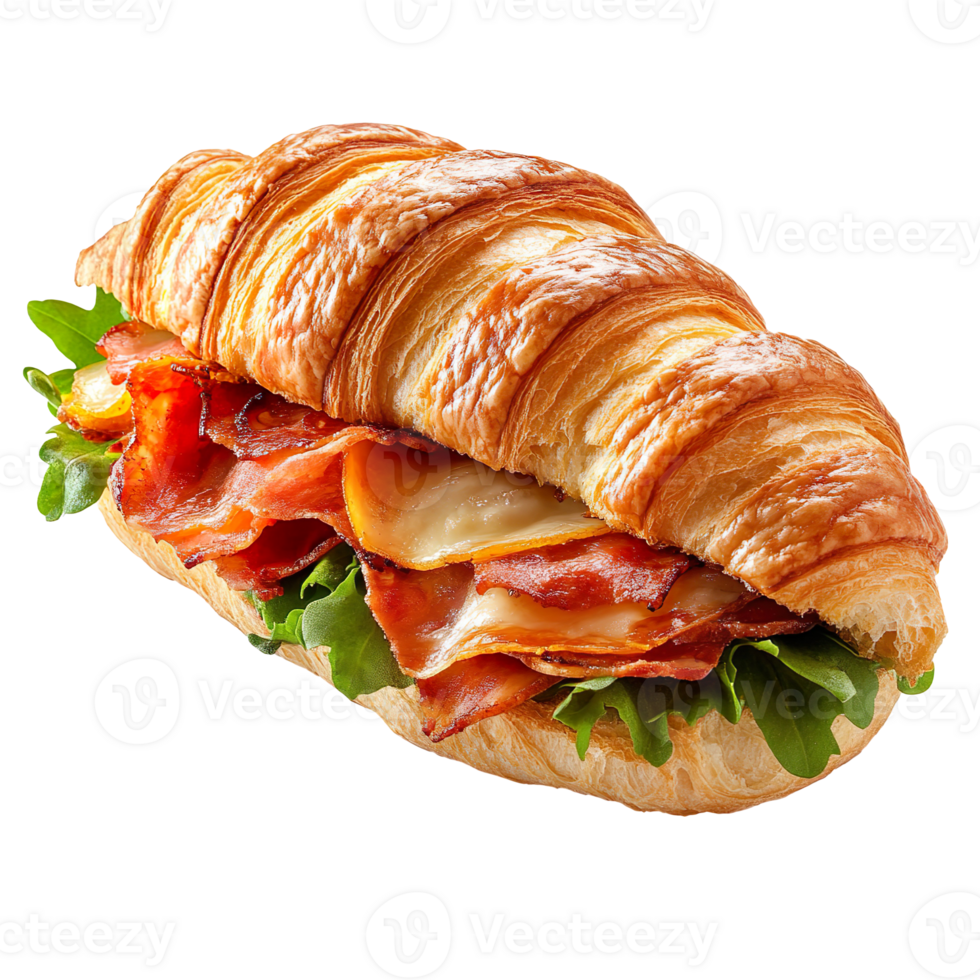 Croissant sandwich isolated on transparent background png