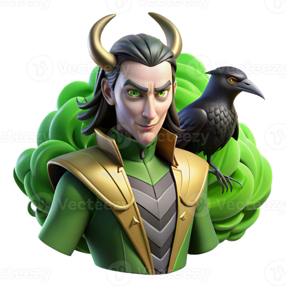 serene minimalist A Cunning Loki Shapeshifting Into a Rave professional png