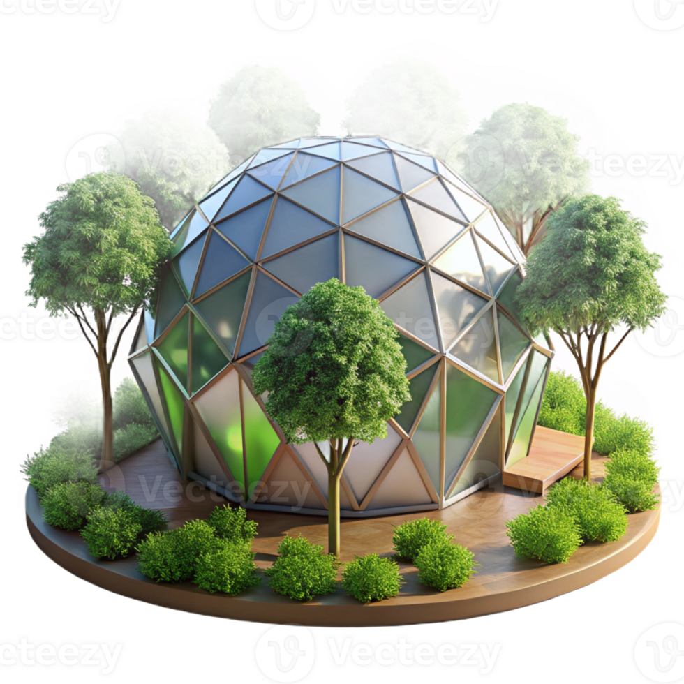 stunning artistic A Geodesic Dome Nestled in a Lush Forest detailed png