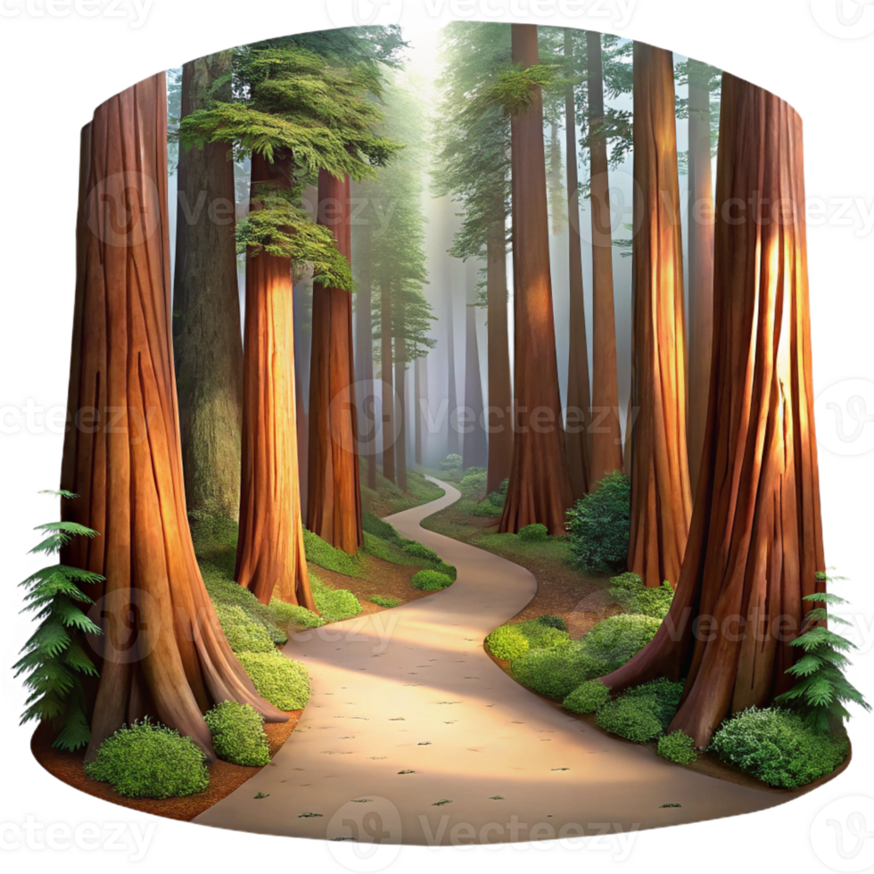 dramatic traditional A Winding Path Through a Redwood Forest original png