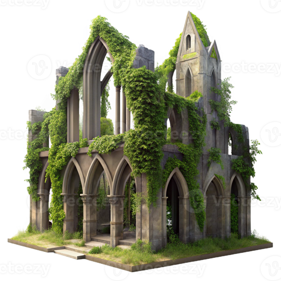 stunning artistic A Crumbling Gothic Cathedral Overgrown Wi original png