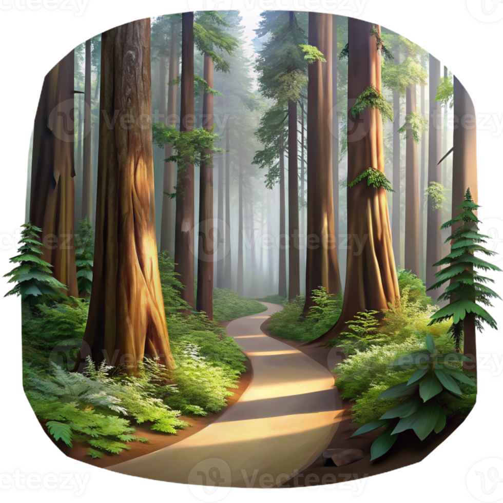 dramatic rustic A Winding Path Through a Redwood Forest authentic png