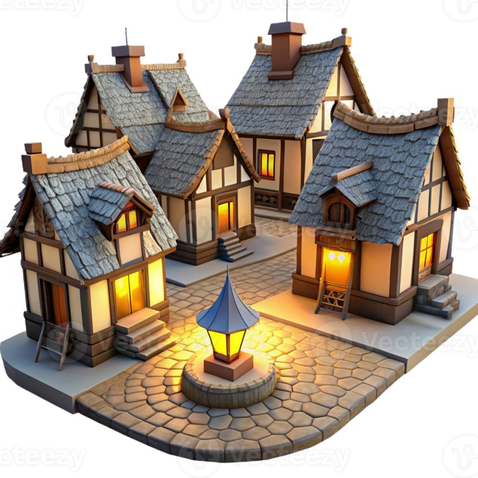 impressive vintage Medieval Thatched Roof Cottage premium png
