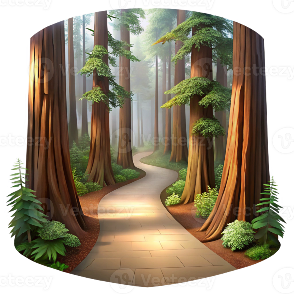 dramatic creative A Winding Path Through a Redwood Forest genuine png