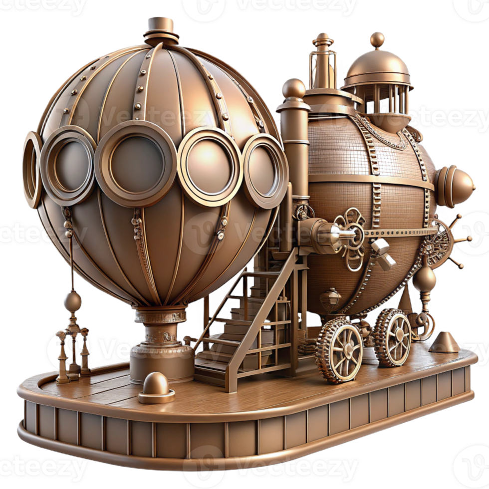 elegant rustic Steampunk Airship Dock Intricate Gears A png