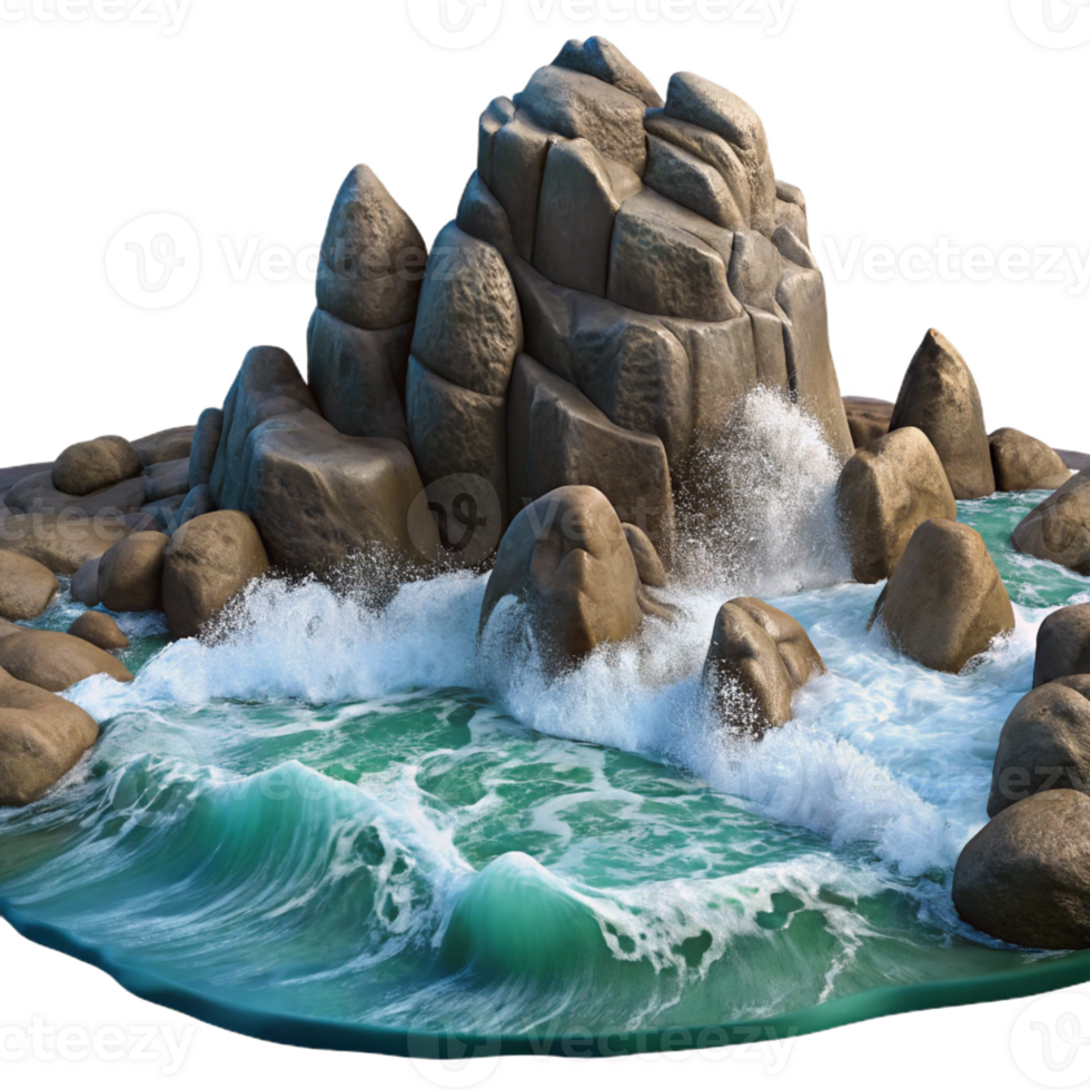 dramatic abstract A Rocky Coastline with Crashing Waves Dram professional png