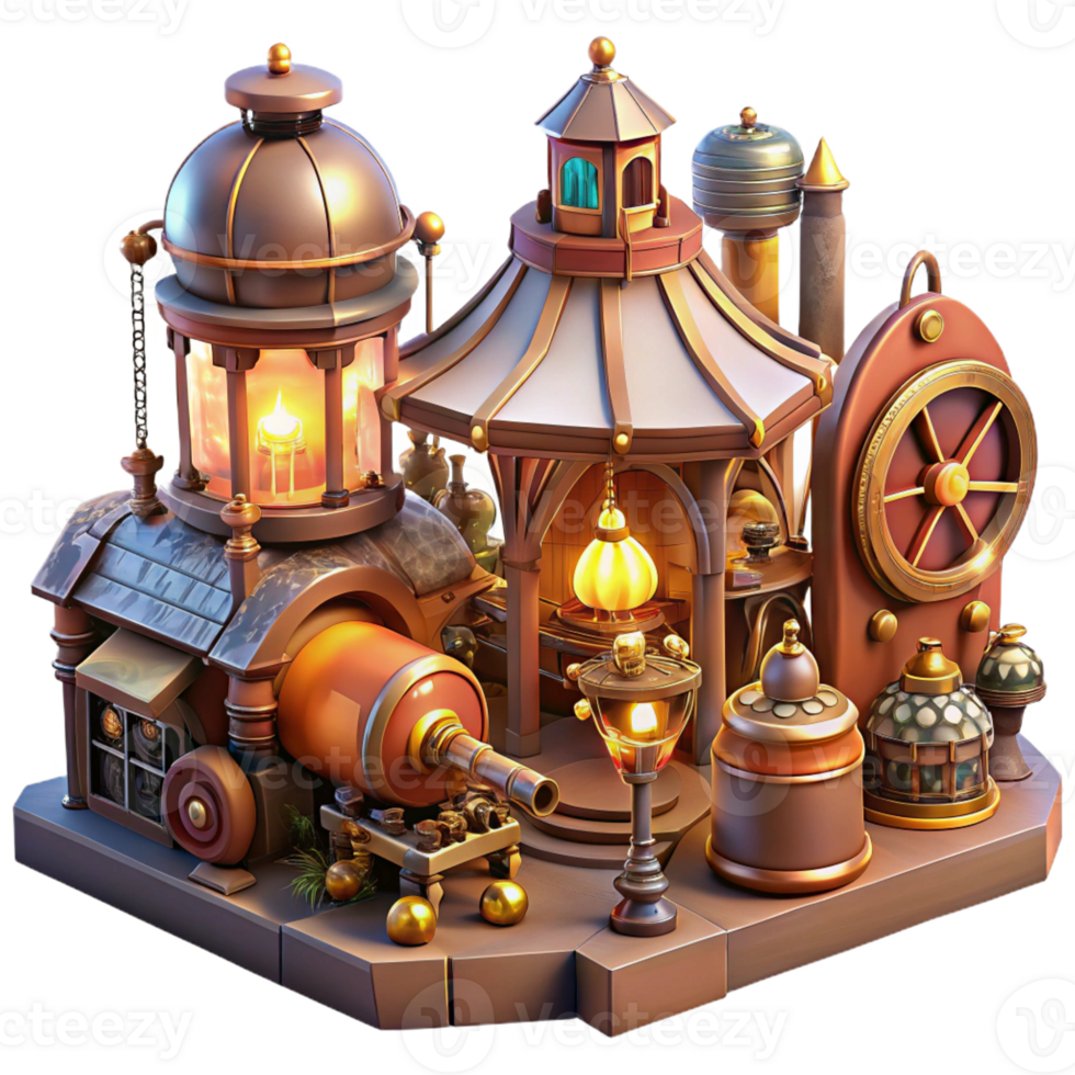 beautiful abstract A Bustling Steampunk Marketplace Filled Wi high quality png