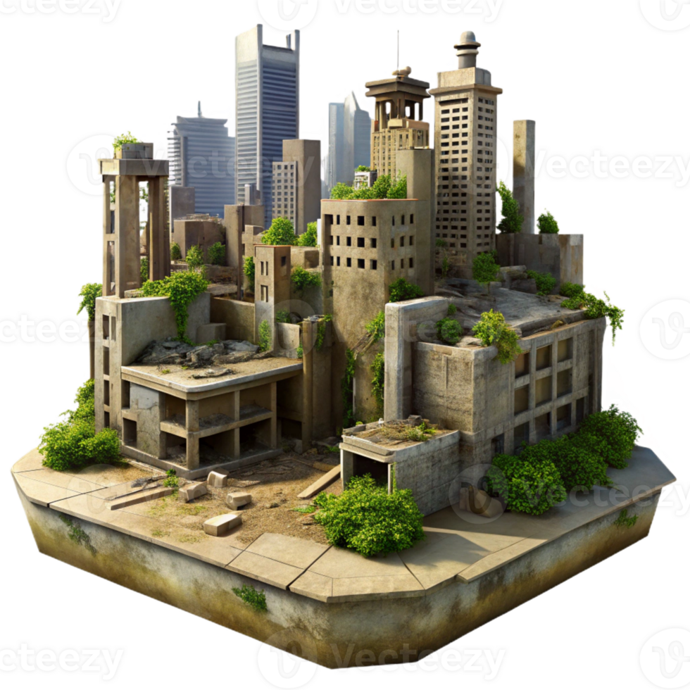 serene classic A Desolate Post Apocalyptic Cityscape Cr png