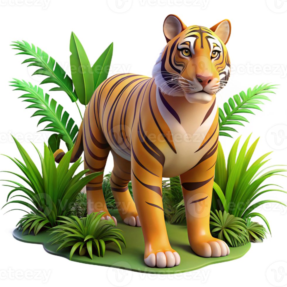beautiful minimalist A Majestic Tiger Prowling Through the Jung high resolution png